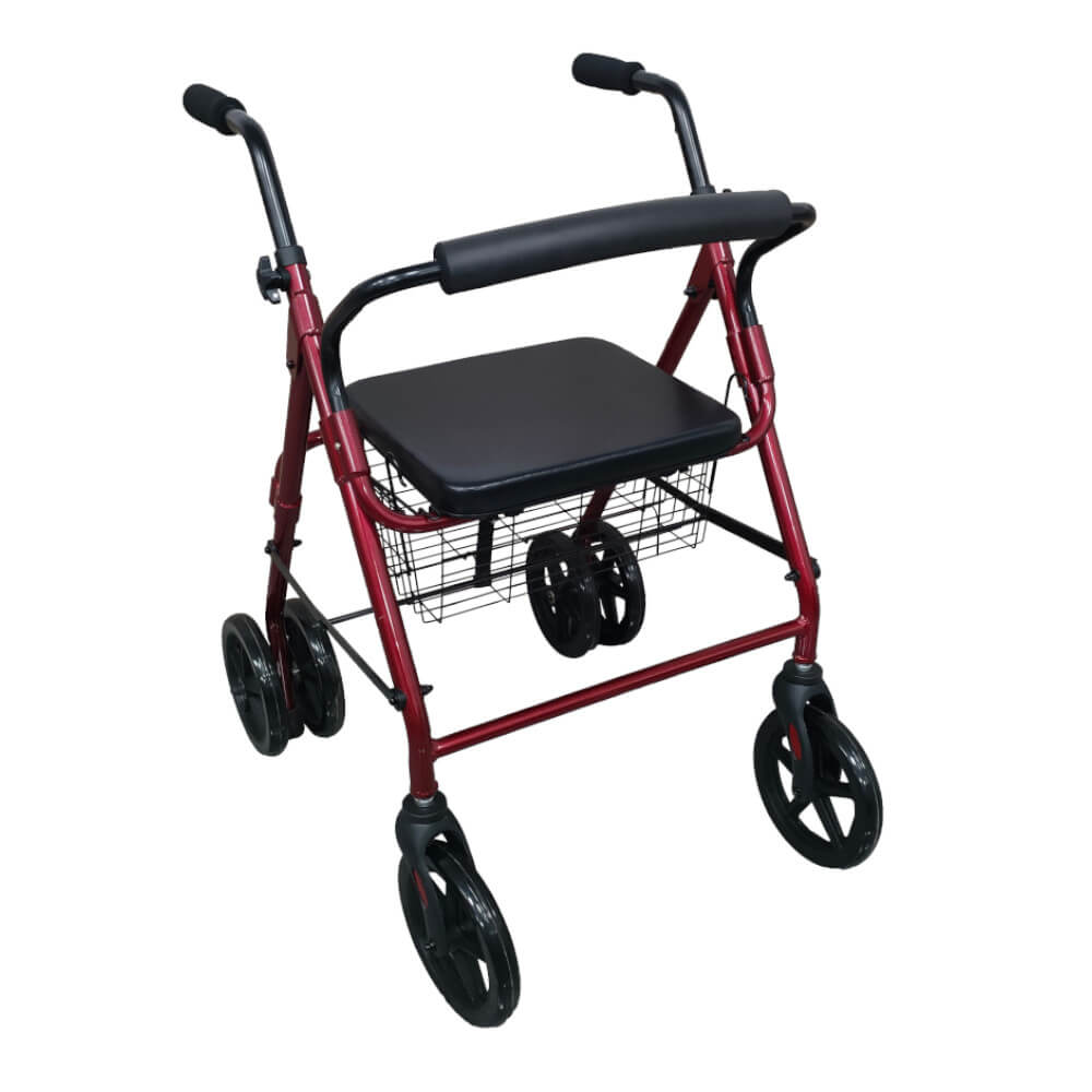 Rollator de aluminio con frenos por presión y cestaaap